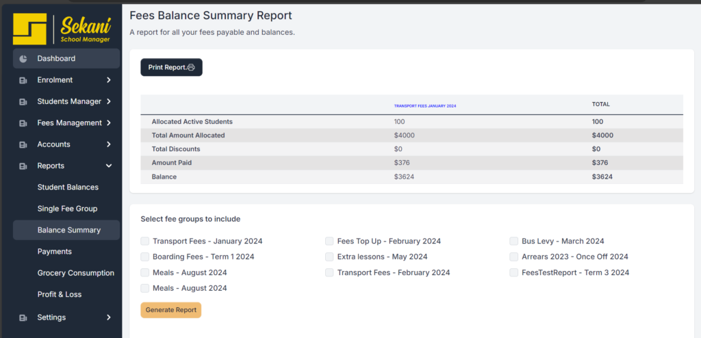  Real-Time Income and Expenditure Reports for School Administrators.