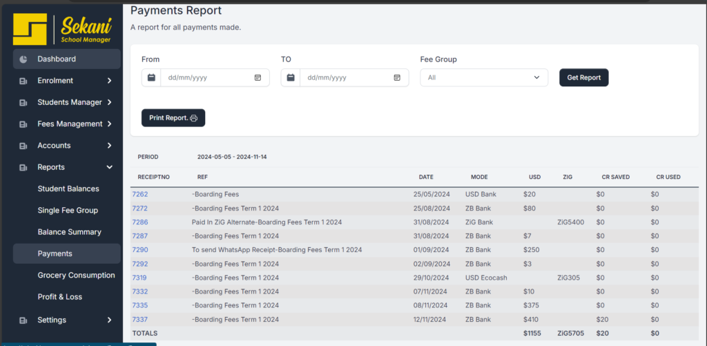  Real-Time Income and Expenditure Reports for School Administrators.