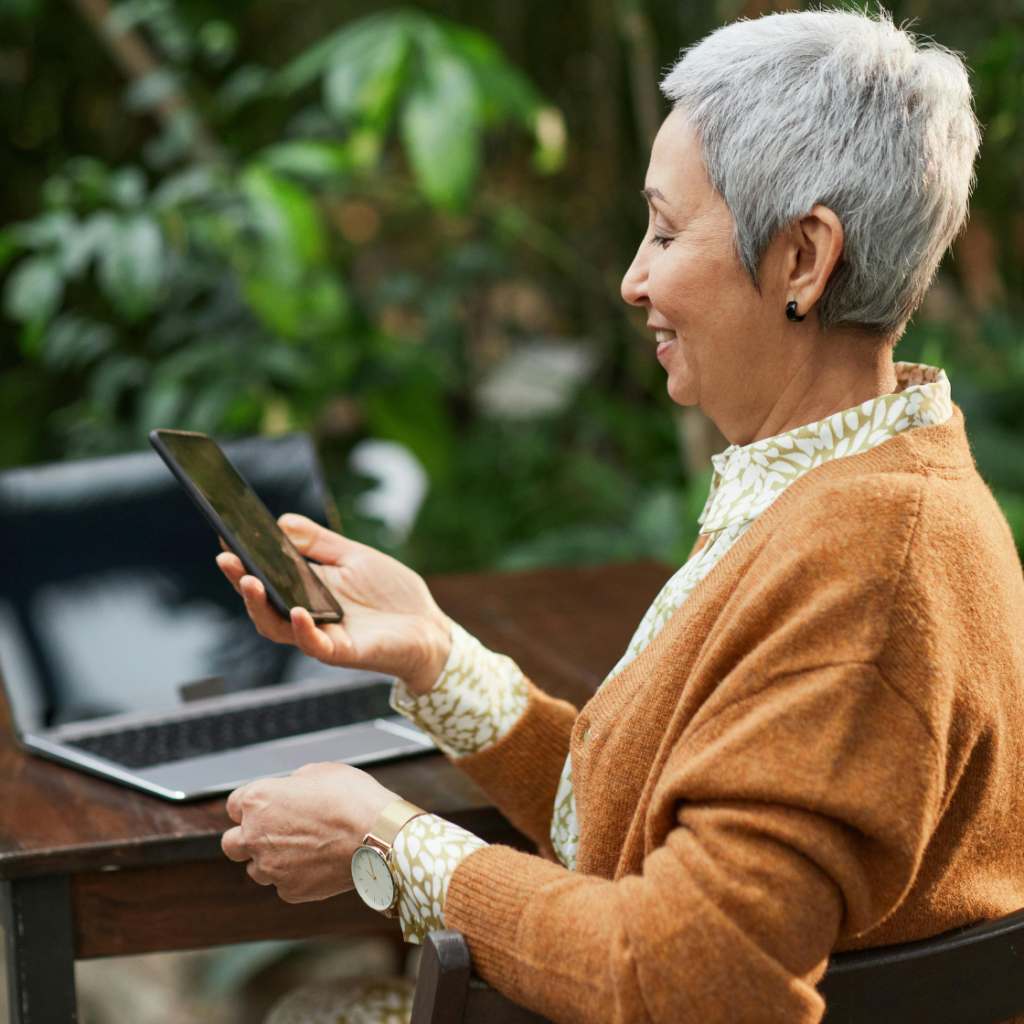 Smiling person browsing a secure website with an SSL certificate, representing user trust and data safety.