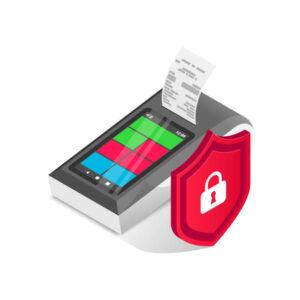 Encrypted POS terminal securing customer payment data from cyber-attacks.